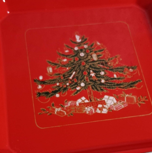 Vintage Red Lacquer 6 Piece Christmas Holiday Coasters Made in Japan. - Picture 6 of 6